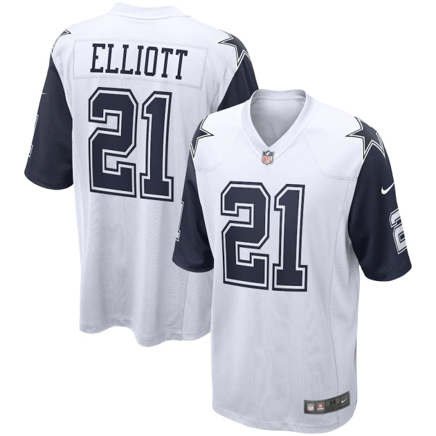 mens nike ezekiel elliott white dallas cowboys alternate game jersey